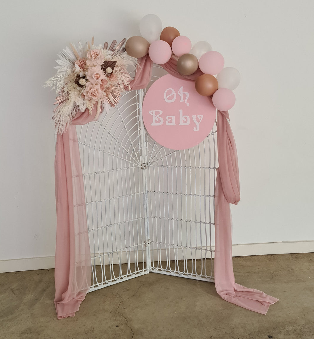 Baby Shower blush flowers & backdrop – Basic Package - HIRE ONLY
