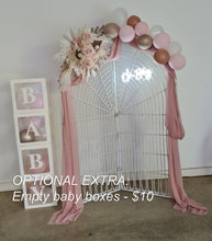 Load image into Gallery viewer, Baby Shower blush flowers &amp; backdrop – Basic Package - HIRE ONLY
