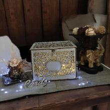 Load image into Gallery viewer, Rustic vintage silver wishing well with padlock &amp; lights - HIRE ONLY
