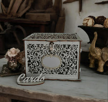 Load image into Gallery viewer, Rustic vintage silver wishing well with padlock &amp; lights - HIRE ONLY
