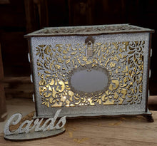 Load image into Gallery viewer, Rustic vintage silver wishing well with padlock &amp; lights - HIRE ONLY
