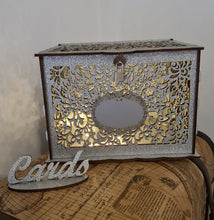 Load image into Gallery viewer, Rustic vintage silver wishing well with padlock &amp; lights - HIRE ONLY
