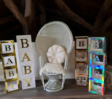 Load image into Gallery viewer, Baby Shower BABY Boxes - Gold / Gold &amp; White - HIRE ONLY
