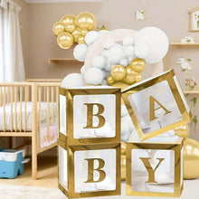 Load image into Gallery viewer, Baby Shower BABY Boxes - Gold / Gold &amp; White - HIRE ONLY
