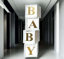 Load image into Gallery viewer, Baby Shower BABY Boxes - Gold / Gold &amp; White - HIRE ONLY
