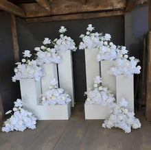 Load image into Gallery viewer, White table flowers, table centrepiece / plinth / aisle flowers - HIRE ONLY
