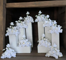 Load image into Gallery viewer, White table flowers, table centrepiece / plinth / aisle flowers - HIRE ONLY
