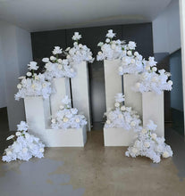 Load image into Gallery viewer, White table flowers, table centrepiece / plinth / aisle flowers - HIRE ONLY
