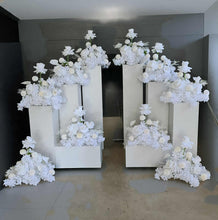 Load image into Gallery viewer, White table flowers, table centrepiece / plinth / aisle flowers - HIRE ONLY
