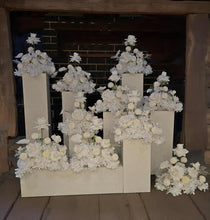 Load image into Gallery viewer, White table flowers, table centrepiece / plinth / aisle flowers - HIRE ONLY
