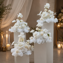 Load image into Gallery viewer, White table flowers, table centrepiece / plinth / aisle flowers - HIRE ONLY
