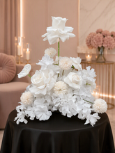 Load image into Gallery viewer, White table flowers, table centrepiece / plinth / aisle flowers - HIRE ONLY
