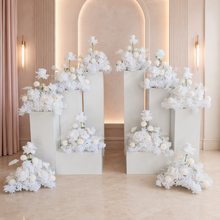 Load image into Gallery viewer, White table flowers, table centrepiece / plinth / aisle flowers - HIRE ONLY

