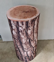 Load image into Gallery viewer, Rustic wood stump cylinder plinth cake or flower stand - 90cm - HIRE ONLY
