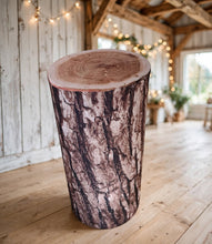 Load image into Gallery viewer, Rustic wood stump cylinder plinth cake or flower stand - 90cm - HIRE ONLY
