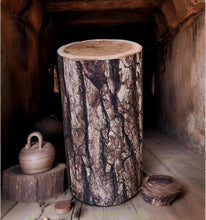 Load image into Gallery viewer, Rustic wood stump cylinder plinth flower / event stand - 60cm - HIRE ONLY
