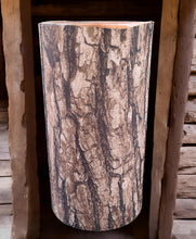 Load image into Gallery viewer, Rustic wood stump cylinder plinth flower / event stand - 50cm - HIRE ONLY
