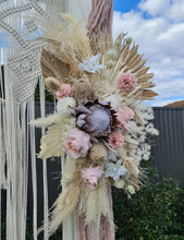 Load image into Gallery viewer, Boho Blush King Protea Everlasting arbour / backdrop flowers Style 2 - HIRE ONLY
