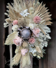 Load image into Gallery viewer, White wooden arbour w macrame - Boho Blush Package - HIRE ONLY
