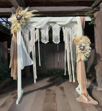 Load image into Gallery viewer, White wooden arbour w macrame - Boho Package - HIRE ONLY
