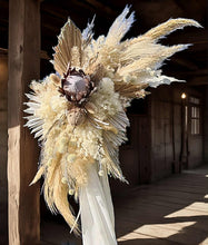 Load image into Gallery viewer, White wooden arbour w macrame - Boho Package - HIRE ONLY
