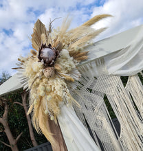 Load image into Gallery viewer, White wooden arbour w macrame - Boho Package - HIRE ONLY
