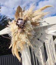 Load image into Gallery viewer, White wooden arbour w macrame - Boho Package - HIRE ONLY
