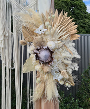 Load image into Gallery viewer, White wooden arbour w macrame - Boho Package - HIRE ONLY
