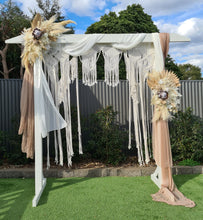 Load image into Gallery viewer, White wooden arbour w macrame - Boho Package - HIRE ONLY
