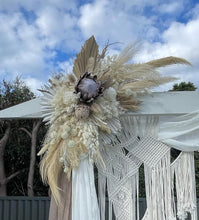 Load image into Gallery viewer, White wooden arbour w macrame - Boho Package - HIRE ONLY
