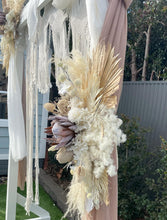 Load image into Gallery viewer, White wooden arbour w macrame - Boho Package - HIRE ONLY
