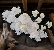 Load image into Gallery viewer, White flowers for welcome sign frame or easel (flowers only) - HIRE ONLY
