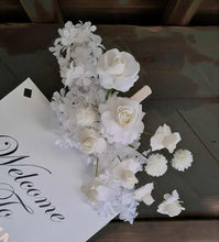 Load image into Gallery viewer, White flowers for welcome sign frame or easel (flowers only) - HIRE ONLY
