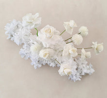 Load image into Gallery viewer, White flowers for welcome sign frame or easel (flowers only) - HIRE ONLY
