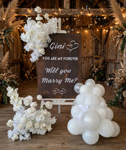 Load image into Gallery viewer, White welcome sign flowers including easel - HIRE ONLY
