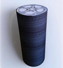 Load image into Gallery viewer, Alloy wheels and tyres cylinder cake stand / plinth - 90cm - HIRE ONLY
