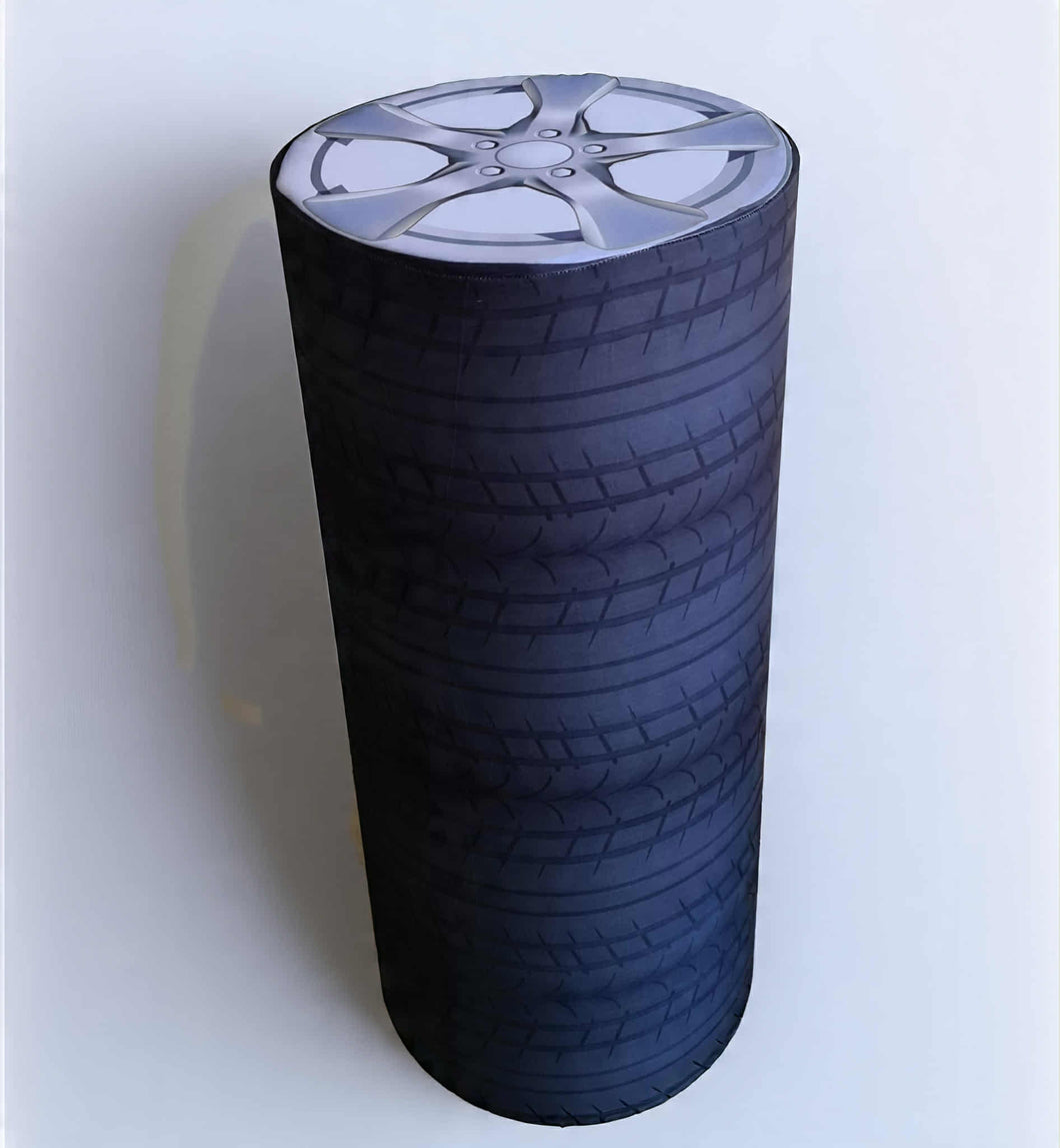 Alloy wheels and tyres cylinder cake stand / plinth - 90cm - HIRE ONLY