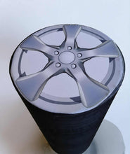 Load image into Gallery viewer, Alloy wheels and tyres cylinder cake stand / plinth - 90cm - HIRE ONLY
