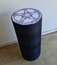 Load image into Gallery viewer, Alloy wheels and tyres cylinder cake stand / plinth - 90cm - HIRE ONLY
