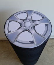 Load image into Gallery viewer, Alloy wheels and tyres cylinder cake stand / plinth - 90cm - HIRE ONLY
