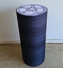 Load image into Gallery viewer, Alloy wheels and tyres cylinder cake stand / plinth - 90cm - HIRE ONLY
