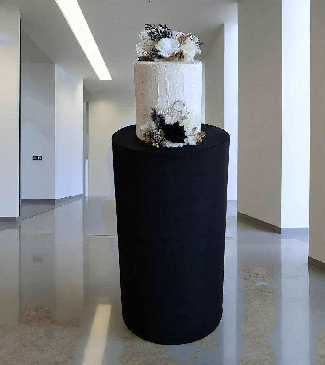 Black cylinder cake stand / plinth - 60cm - HIRE ONLY