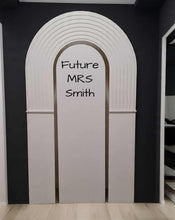 Load image into Gallery viewer, Double arch backdrop ripple - white - HIRE ONLY
