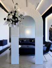 Load image into Gallery viewer, Double arch backdrop ripple - white incl 1 x flowers - HIRE ONLY
