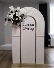 Load image into Gallery viewer, Double arch backdrop ripple - white incl 1 x flowers - HIRE ONLY
