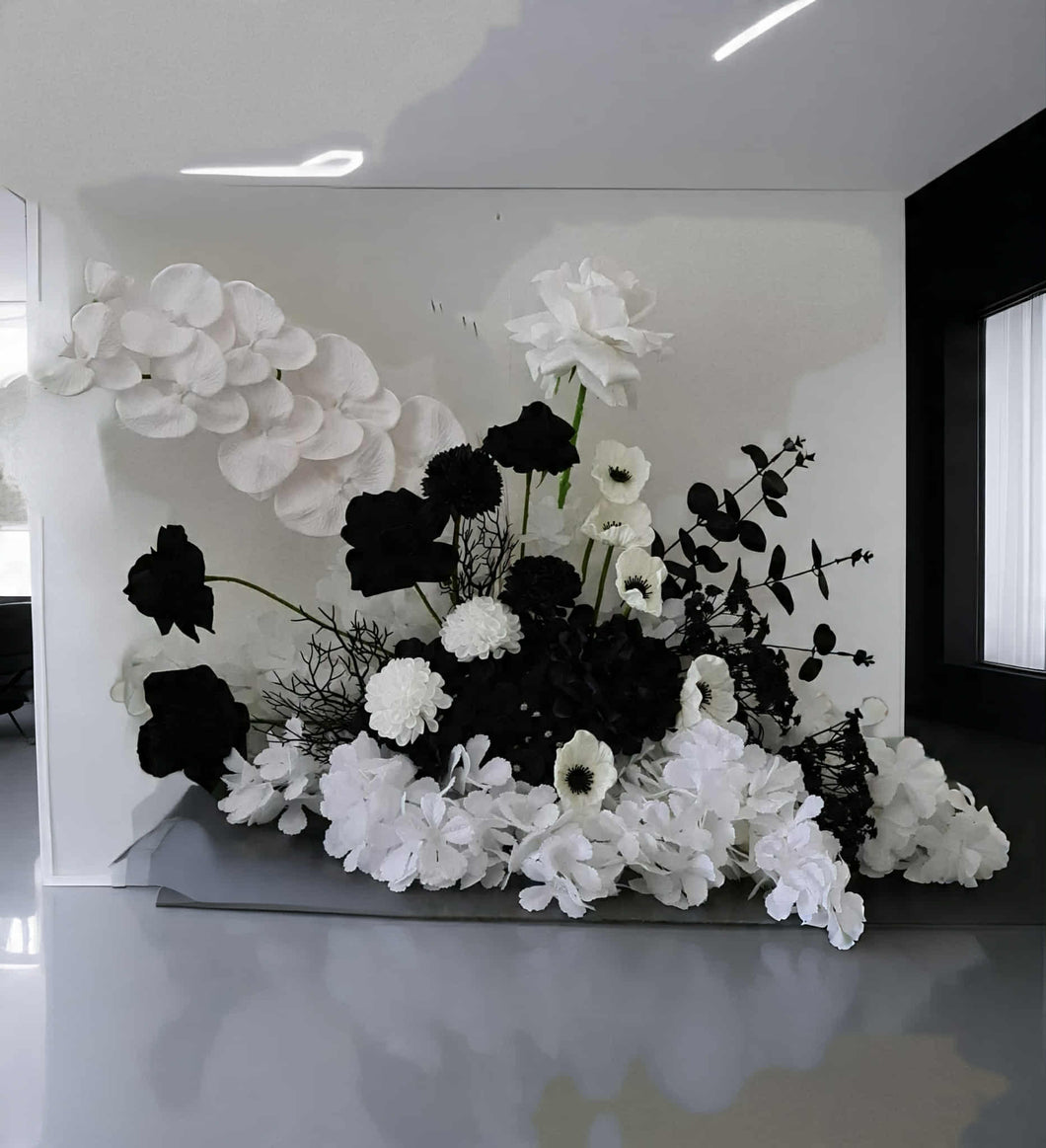 Black & white floor / plinth flowers - HIRE ONLY
