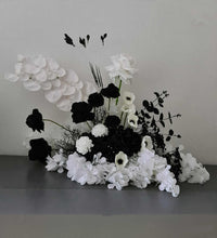 Load image into Gallery viewer, Black &amp; white floor / plinth flowers - HIRE ONLY
