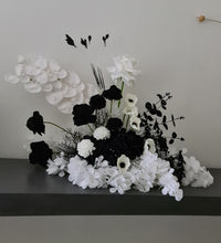 Load image into Gallery viewer, Black &amp; white floor / plinth flowers - HIRE ONLY
