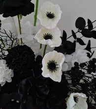 Load image into Gallery viewer, Black &amp; white floor / plinth flowers - HIRE ONLY
