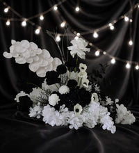 Load image into Gallery viewer, Black &amp; white floor / plinth flowers - HIRE ONLY
